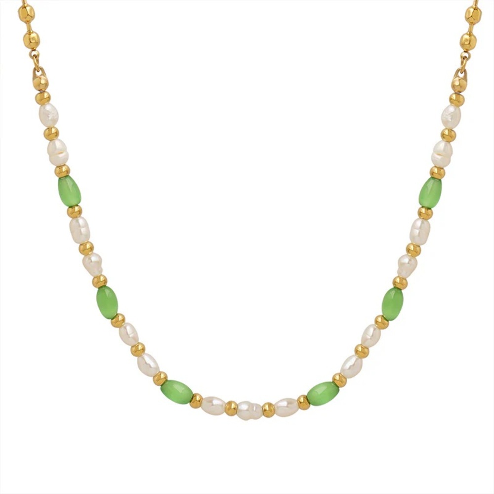 18K Gold Plated Handmade Beaded Necklace*Gemstone Necklace*Pearl Necklace